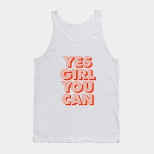 Yes Girl You Can in Red and Peach Tank Top